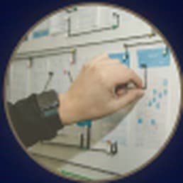A consultant mapping a plan on a whiteboard